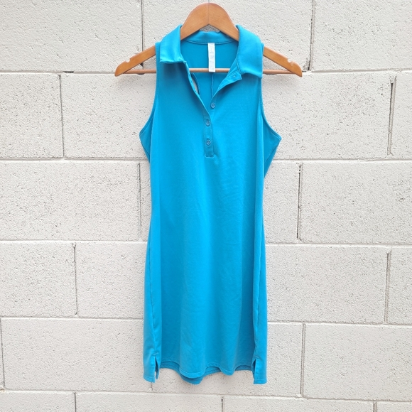 Alo Yoga | Charmed Polo Tennis Dress in Blue Splash Size Small - Picture 2 of 6